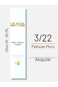 Lilafix With Olive Oil 3.22 Patlıcan Moru Krem Saç Boyası 60 ml