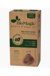 BioMagic Doğal 8.72 Açık Küllü Kumral Organik Amonyaksız Krem Saç Boyası 60 Ml