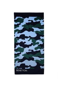 Benetton 6AR10800D Pamuklu Plaj Havlusu Beyaz Siyah