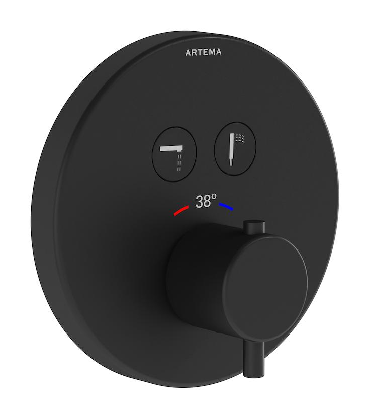 Artema AquaHeat A4271836 Krom Aç Kapa Ankastre Yuvarlak Banyo Bataryası Siyah