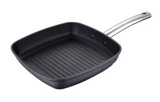 Masterpro Dövme Kare Çelik Saplı Alüminyum 28x28 cm Kızartma Tava Siyah