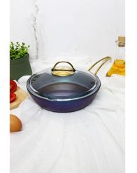 Evita İstiridye Kapaklı Metal Saplı Granit 22 cm Düz Tava Yeşil