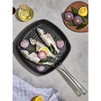 Falez Black Line Kare Çelik Saplı Granit 28 cm Grill Tava Siyah