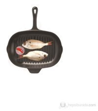 Essenso Tribeca Kare Döküm Saplı Demir Döküm 40x25 cm Balık Tava Siyah