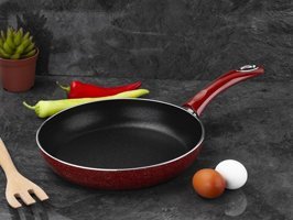 Taç TT-1148 Plastik Saplı Alüminyum 30 cm Düz Tava Kırmızı