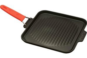 Lava Kare Silikon Saplı Döküm 24x24 cm Grill Tava Kırmızı