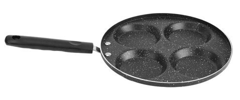 Generic 4 Bölmeli Plastik Saplı Alüminyum 24.5 cm Pankek Tava Siyah