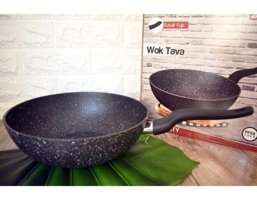 Essenso Plastik Saplı Granit 28 cm Wok Tava Antrasit