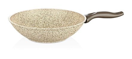 Falez Plastik Saplı Alüminyum Döküm 28 cm Wok Tava Krem