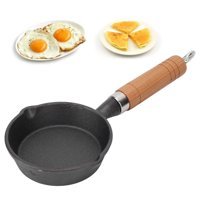 Greensen Mini Ahşap Saplı Demir Döküm 10 cm Kızartma Tava Siyah