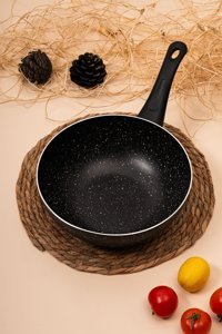 Çarşıdayız Penguen W28S Plastik Saplı Döküm 26 cm Wok Tava Siyah