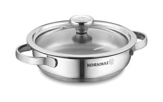 Korkmaz Minika A1500 Çelik Saplı Paslanmaz Çelik 14 cm Sahan Tava Gri