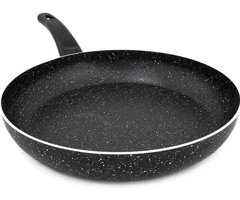 Feden Pazar Plastik Saplı Alüminyum 22 cm Düz Tava Siyah