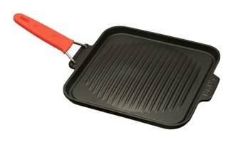 Lava Kare Metal Saplı Döküm 24x24 cm Grill Tava Kırmızı