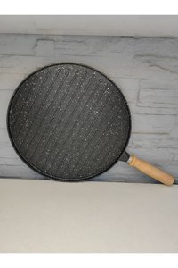 Alanya Home Decor Ahşap Saplı Döküm 34 cm Grill Tava Siyah