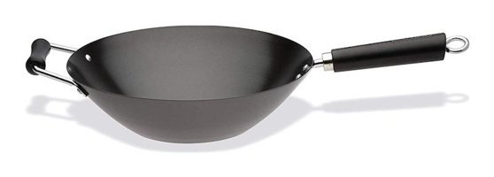 Ken Plastik Saplı Çelik 35 cm Wok Tava Siyah