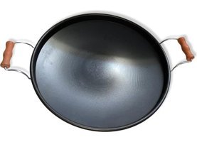 Essen Ticaret Ahşap Saplı Paslanmaz Krom 40 cm Saç Tava Siyah