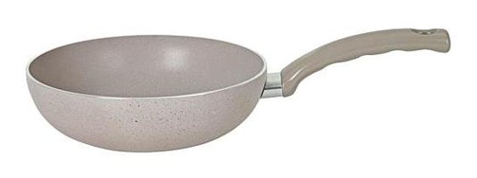 Mehtap Stone Plastik Saplı Granit 24 cm Wok Tava Krem