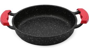 Alkar Hanımeli Plastik Saplı Granit 20 cm Sahan Tava Siyah