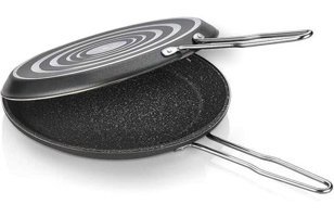 Gözde İkiz Metal Saplı Granit 32 cm Balık Tava Siyah