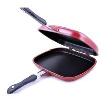 Essenso Double Plastik Saplı 32x26 cm Grill Tava Siyah