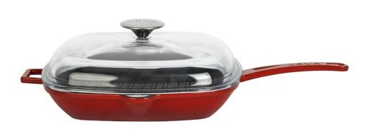 Lava Kare Kapaklı Döküm 26x26 cm Grill Tava Kırmızı