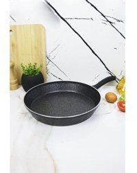 Evita Eco Plastik Saplı Granit 26 cm Düz Tava Siyah