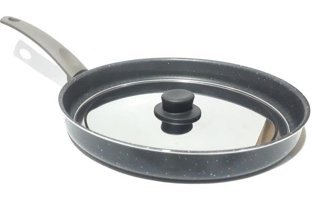Abntürk Kapaklı Plastik Saplı Granit 32 cm Balık Tava Siyah
