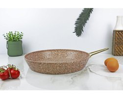 Evita Eco Metal Saplı Granit 30 cm Düz Tava Kahverengi