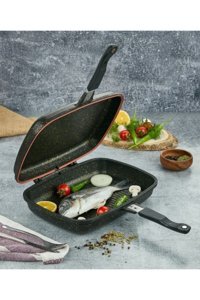 Polo Chef Iron Döküm Saplı Döküm 36 cm Grill Tava Siyah