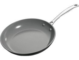 Fontignac 3 Etoiles Çelik Saplı Seramik 28 cm Düz Tava Gri-Siyah