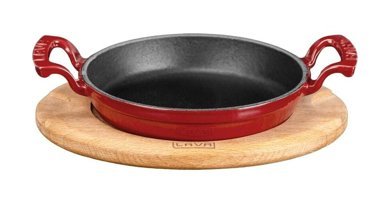 Lava Ahşap Altlıklı Döküm 16 cm Sahan Tava Kırmızı