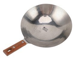 Pssopp Ahşap Saplı Paslanmaz Çelik 24 cm Wok Tava Gri