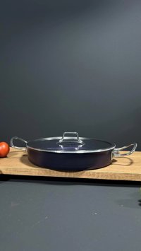 Bena Life Kapaklı Metal Saplı Alüminyum 24 cm Düz Tava Siyah