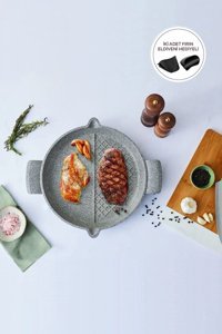 Karaca Mutfaksever Döküm Saplı Granit 30 cm Grill Tava Gri