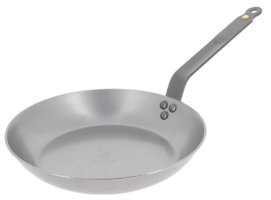 De Buyer Çelik Saplı Paslanmaz Çelik 20 cm Düz Tava Gri