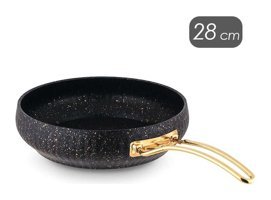 Lines Metal Saplı Granit 28 cm Kızartma Tava Siyah