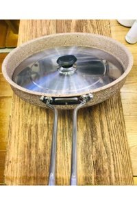 O.M.S 3222 Metal Saplı Granit 32 cm Balık Tava Krem