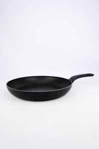Mehtap Plastik Saplı Granit 32 cm Düz Tava Siyah