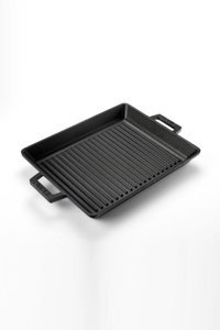 Lava Dikdörtgen Metal Saplı Döküm 26x32 cm Grill Tava Siyah