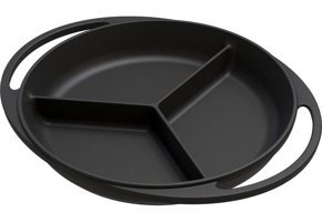 Lava 3 Bölmeli Döküm Saplı Döküm 22 cm Sahan Tava Siyah