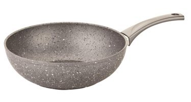 O.M.S 3211.00.07 Plastik Saplı Granit 28 cm Wok Tava Gri