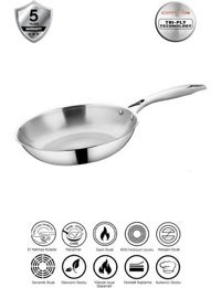 Copperson Çelik Saplı Paslanmaz Çelik 28 cm Düz Tava Gri