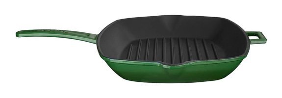 Lava Kare Metal Saplı Döküm 26x32 cm Grill Tava Yeşil