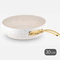 Lines Metal Saplı Seramik 30 cm Kızartma Tava Beyaz