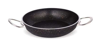 Fms Çelik Saplı Granit 18 cm Düz Tava Siyah