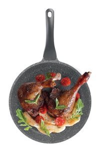Thermoad Graneu Plastik Saplı Granit 28 cm Düz Tava Gri