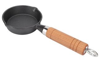 Fockety Mini Ahşap Saplı Demir Döküm 13 cm Kızartma Tava Siyah