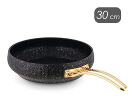 Lines Metal Saplı Granit 30 cm Kızartma Tava Siyah