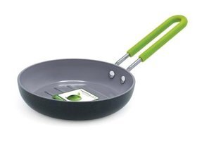 Greenpan Mini Plastik Saplı Seramik 12.7 cm Grill Tava Siyah